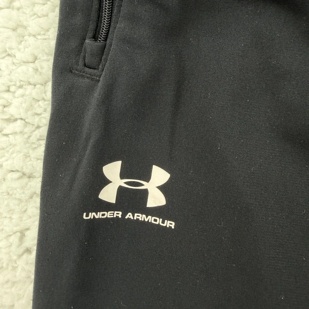 Under‎ Armour Pants Mens Medium Black Knit Jogger Zip Pockets Loose Fit Athletic